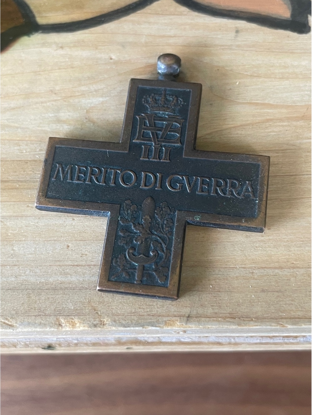 Antique Italian Bronze War Merit Cross